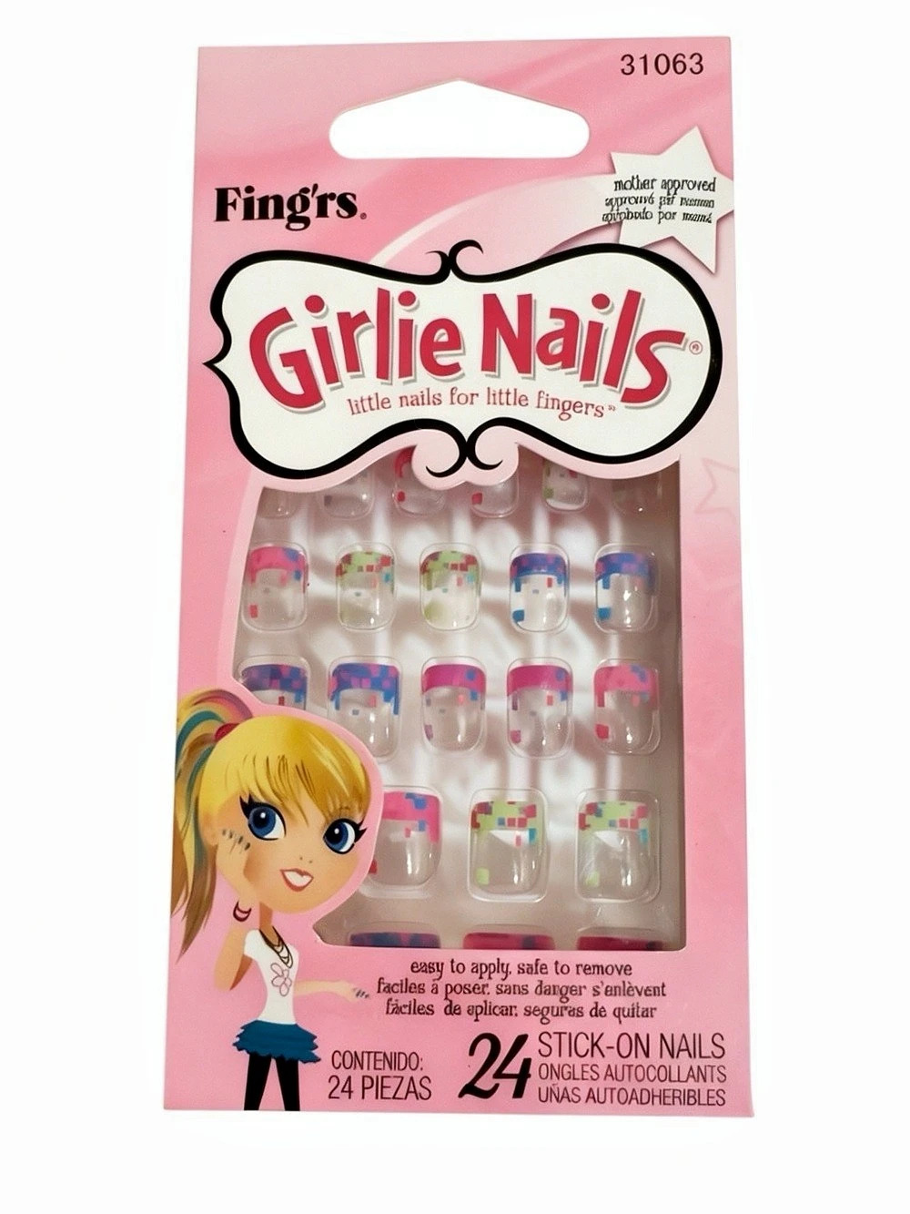 Fing'rs Girlie Nails 24-Piece Press-On Nails Pink NWT